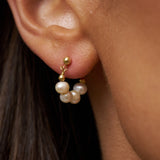 Four Pearl Cluster Hoops 