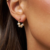 Four Pearl Cluster Hoops 