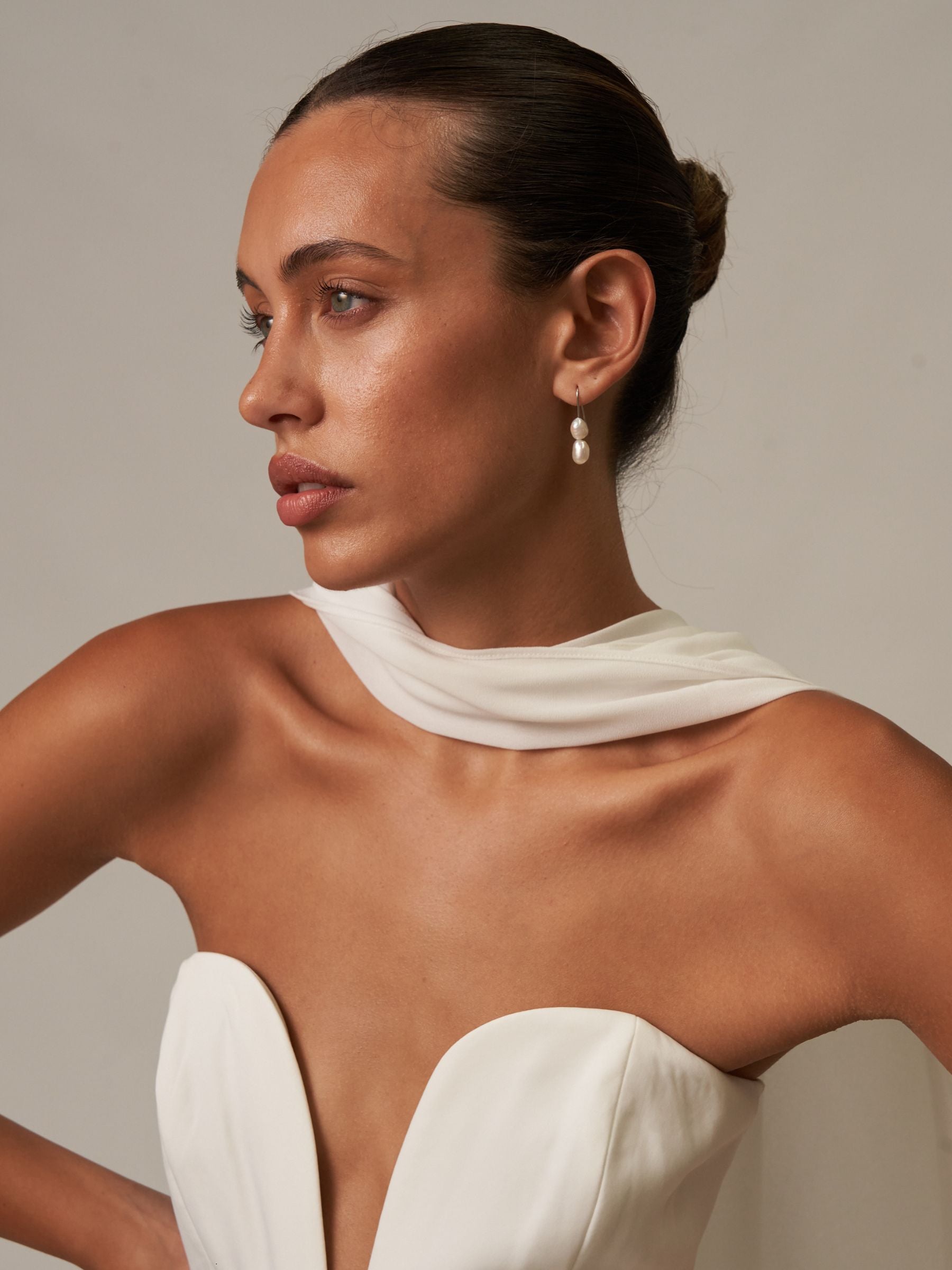 Double Pearl Hook Drop Earrings