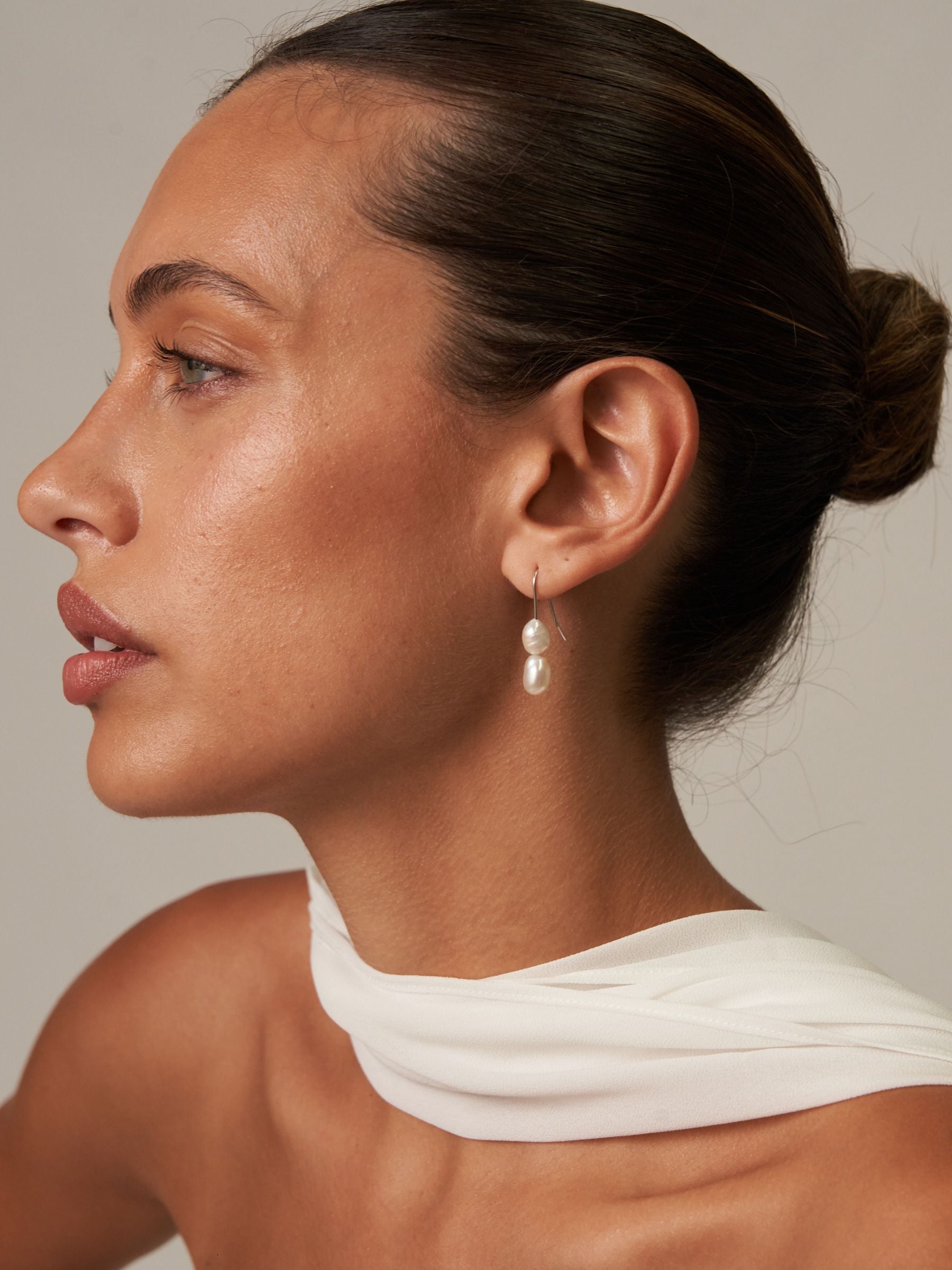 Double Pearl Hook Drop Earrings