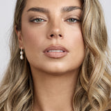 Double Pearl Hook Drop Earrings Gold