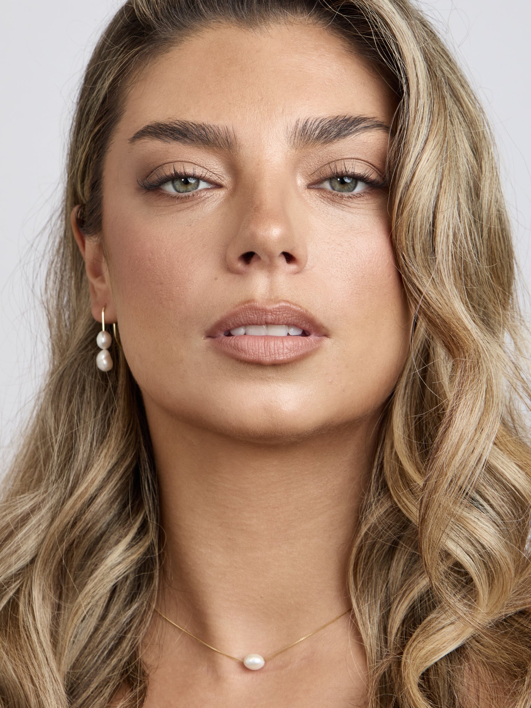 Double Pearl Hook Drop Earrings Gold