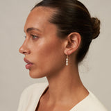 Three Pearl Small Gold Hoop Earrings