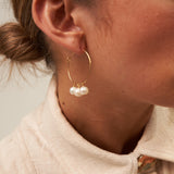 Three Pearl Hoop Earrings
