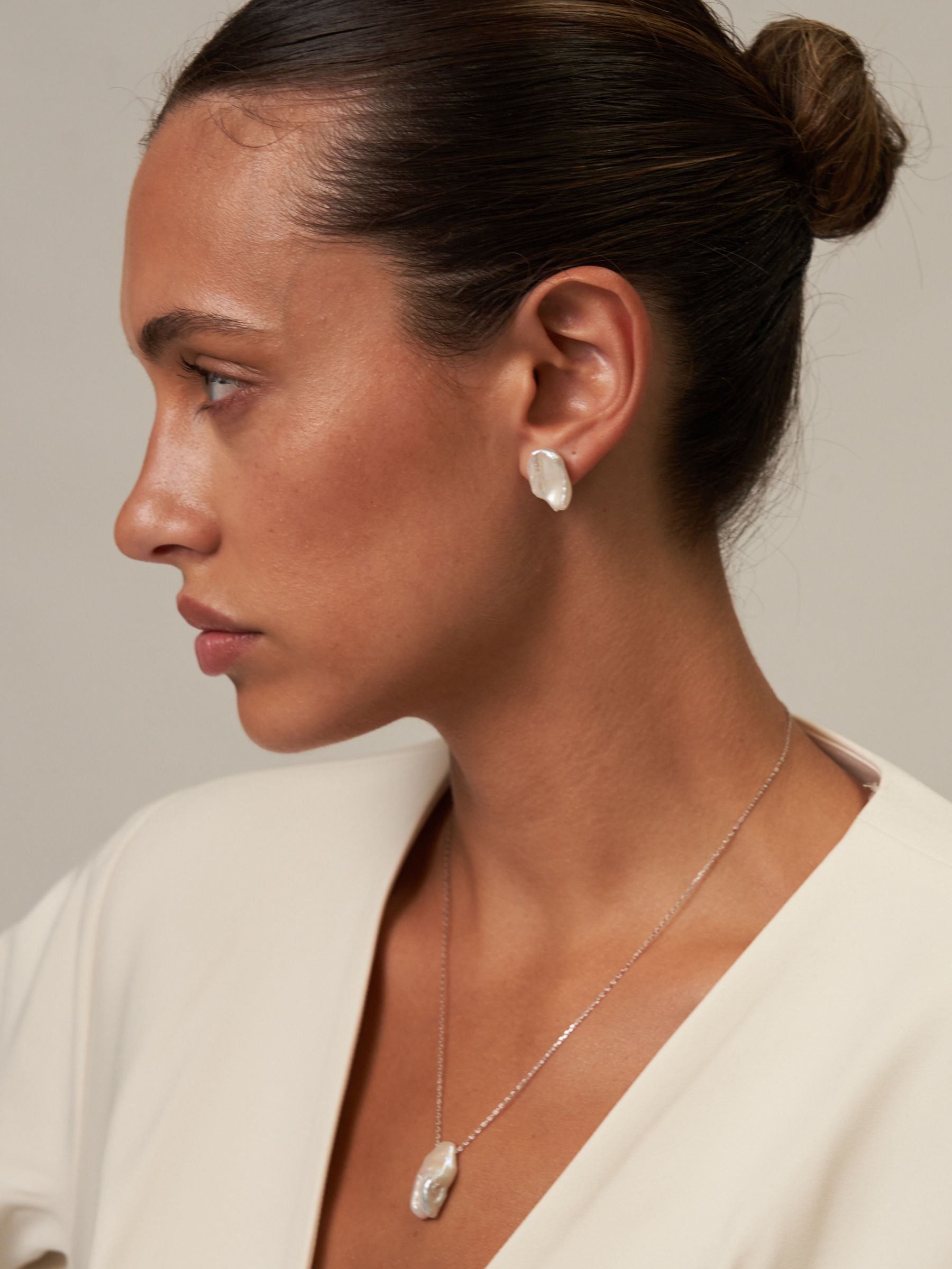 Large Baroque Pearl Stud Earrings