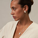 Large White Baroque Pearl Stud Earrings