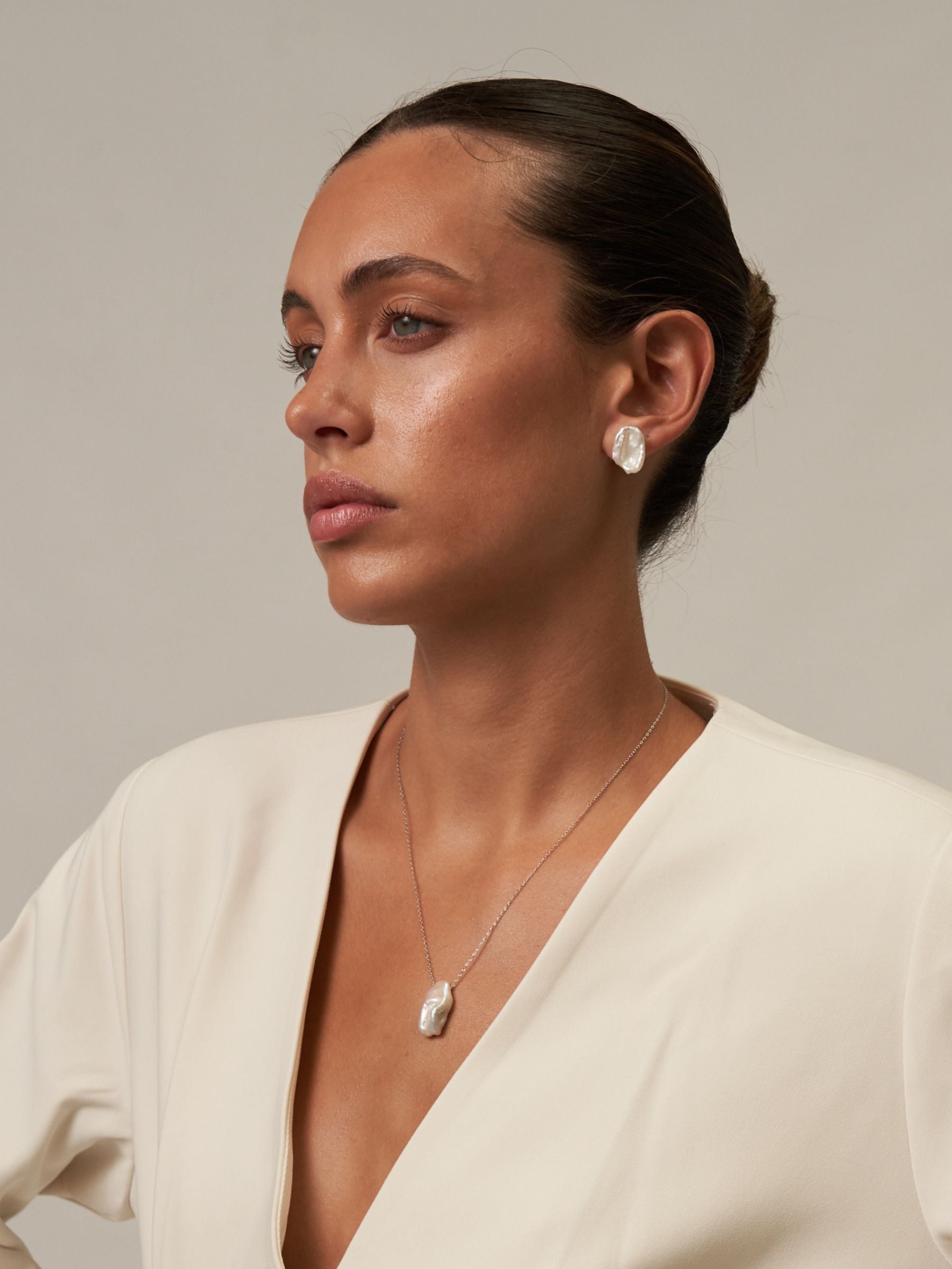 Large Baroque Pearl Stud Earrings