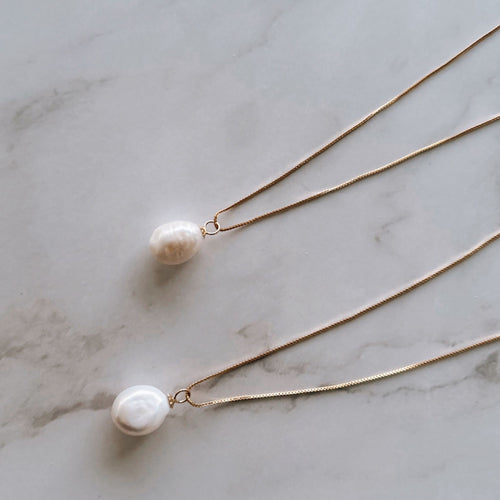 Keshi pearl gold necklace