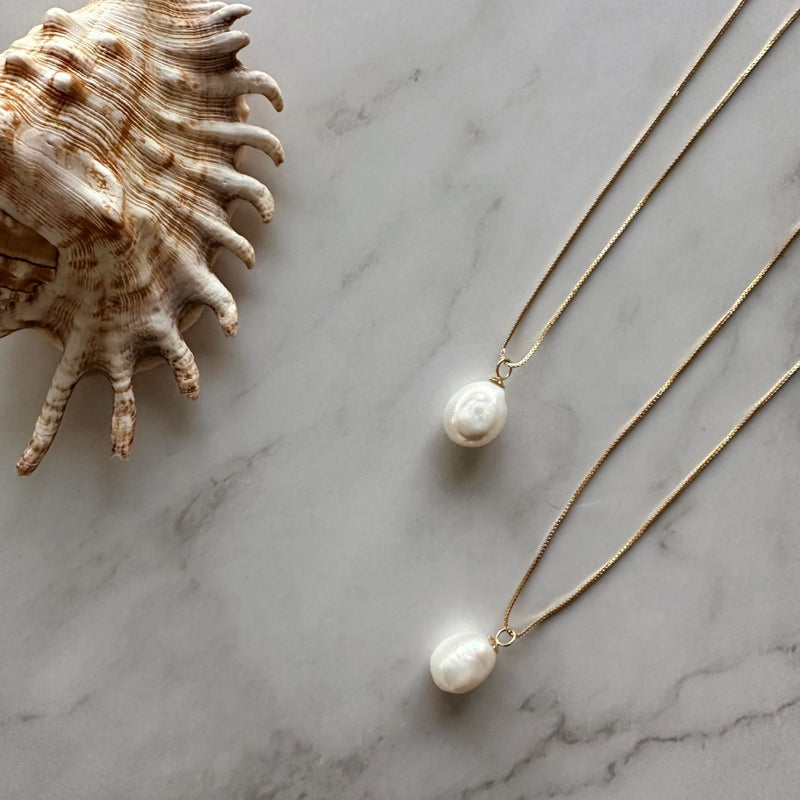 Keshi pearl gold necklace