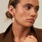 Two Pearl Gold Hoop Earrings