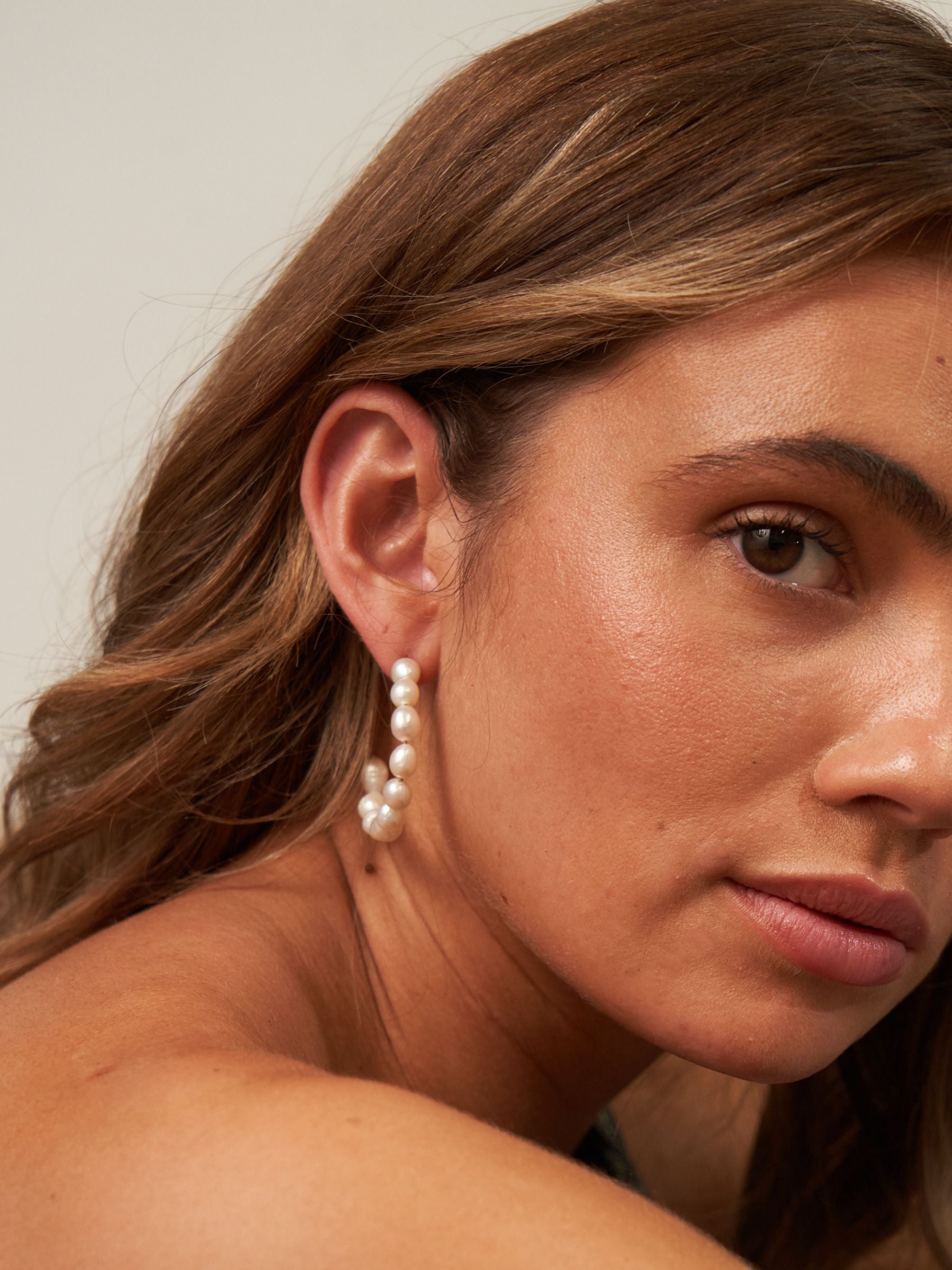 Large Baroque Pearl Hoop Earrings