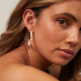 Large Baroque Pearl Hoop Earrings