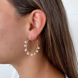 Gigi | Large Pearl Hoop Earrings