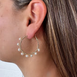 Gigi | Large Pearl Hoop Earrings