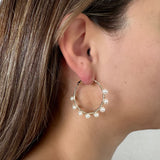 Gigi | Large Pearl Hoop Earrings