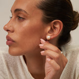 Large White Pearl clip on stud earrings