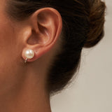 Large White Pearl clip on stud earrings