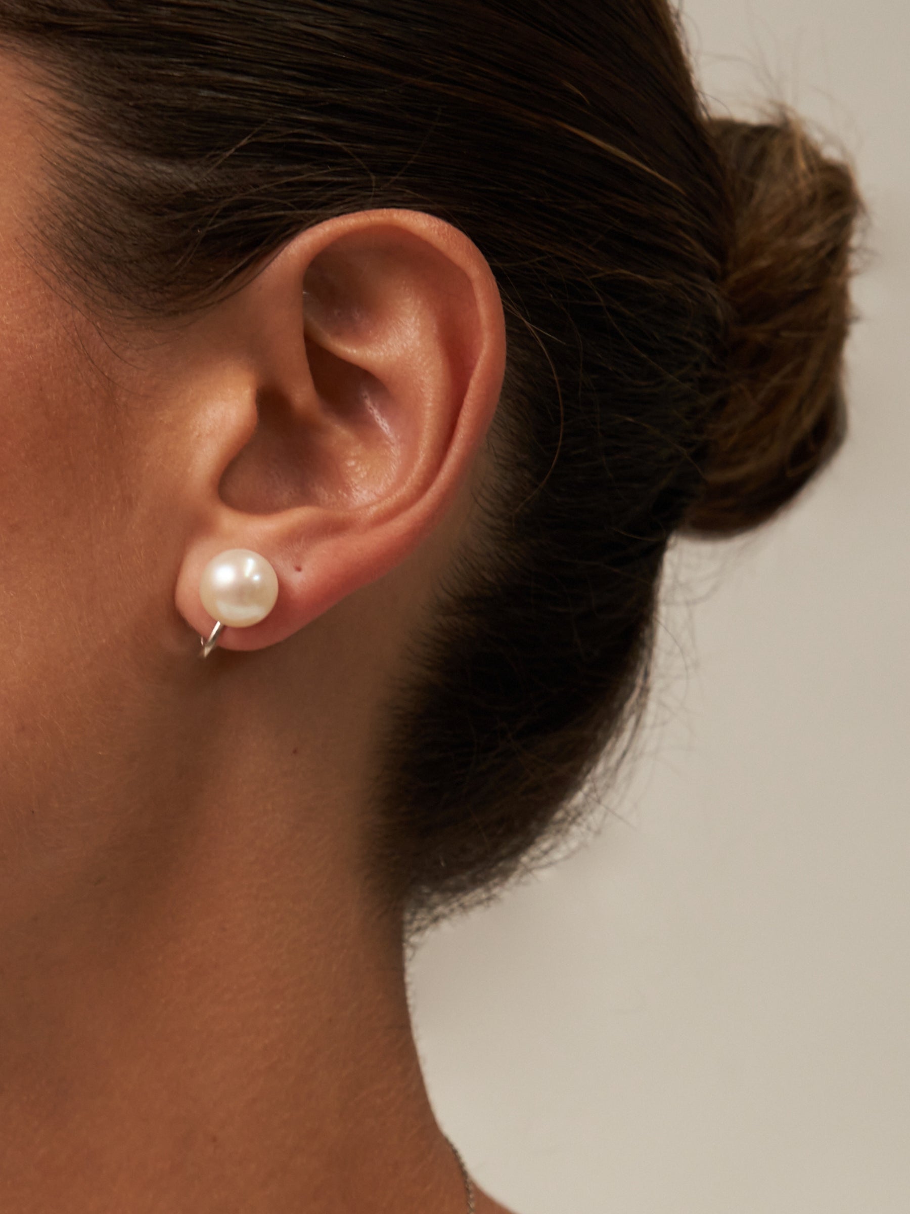 Large White Pearl clip on stud earrings