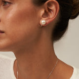Large White Pearl clip on stud earrings