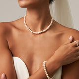Round Pearl Strand Choker Necklace