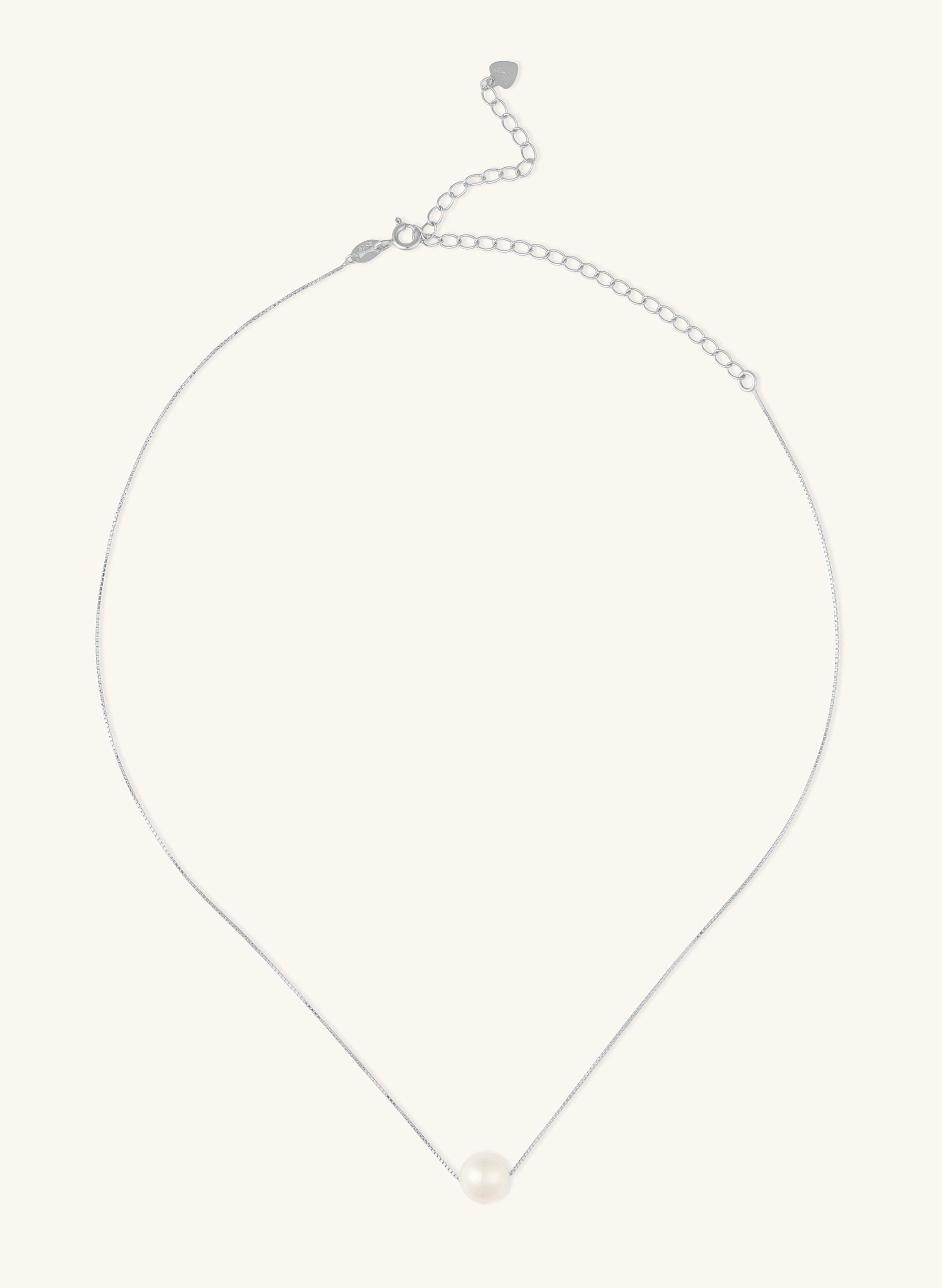 adjustable silver pearl pendant necklace