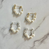 Leni | 4 Pearl Small Hoop Earrings