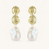 London | Statement Gold Drop Pearl Earrings
