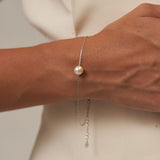 Single Pearl Silver Adjustable Bracelet