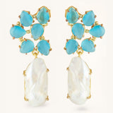 Maia | Blue Glass Baroque Pearl Drop Earrings