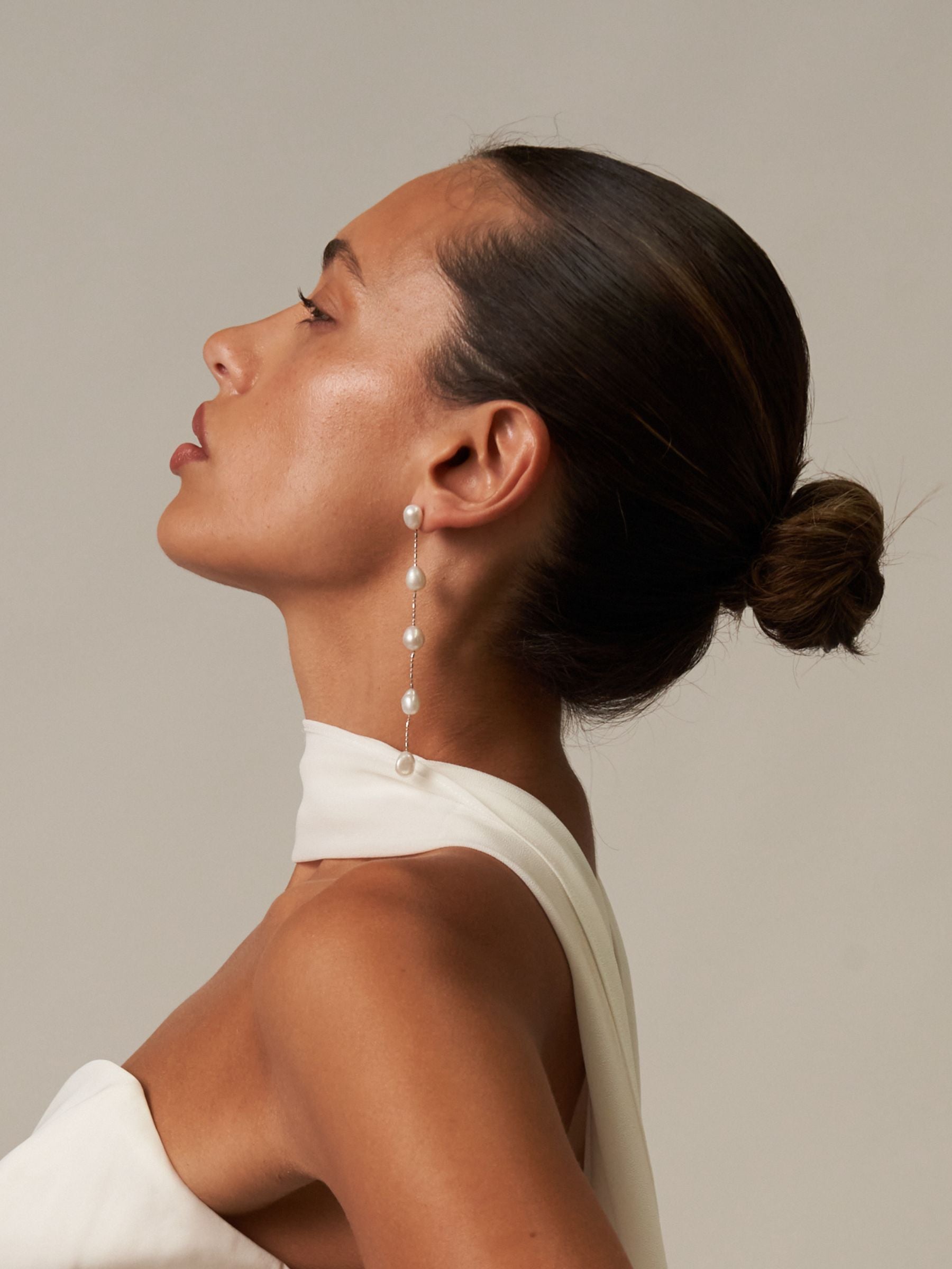 Five Pearl Large Drop Dangle Earrings