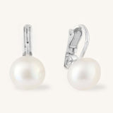 Large White Pearl clip on stud earrings