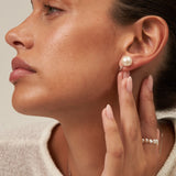 Large White Pearl clip on stud earrings