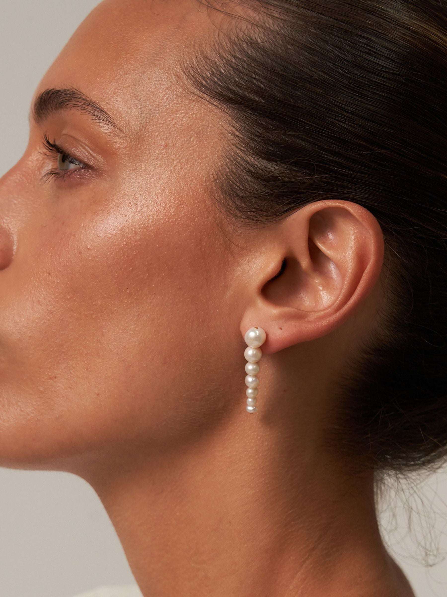 Seven White Pearl Drop Earrings