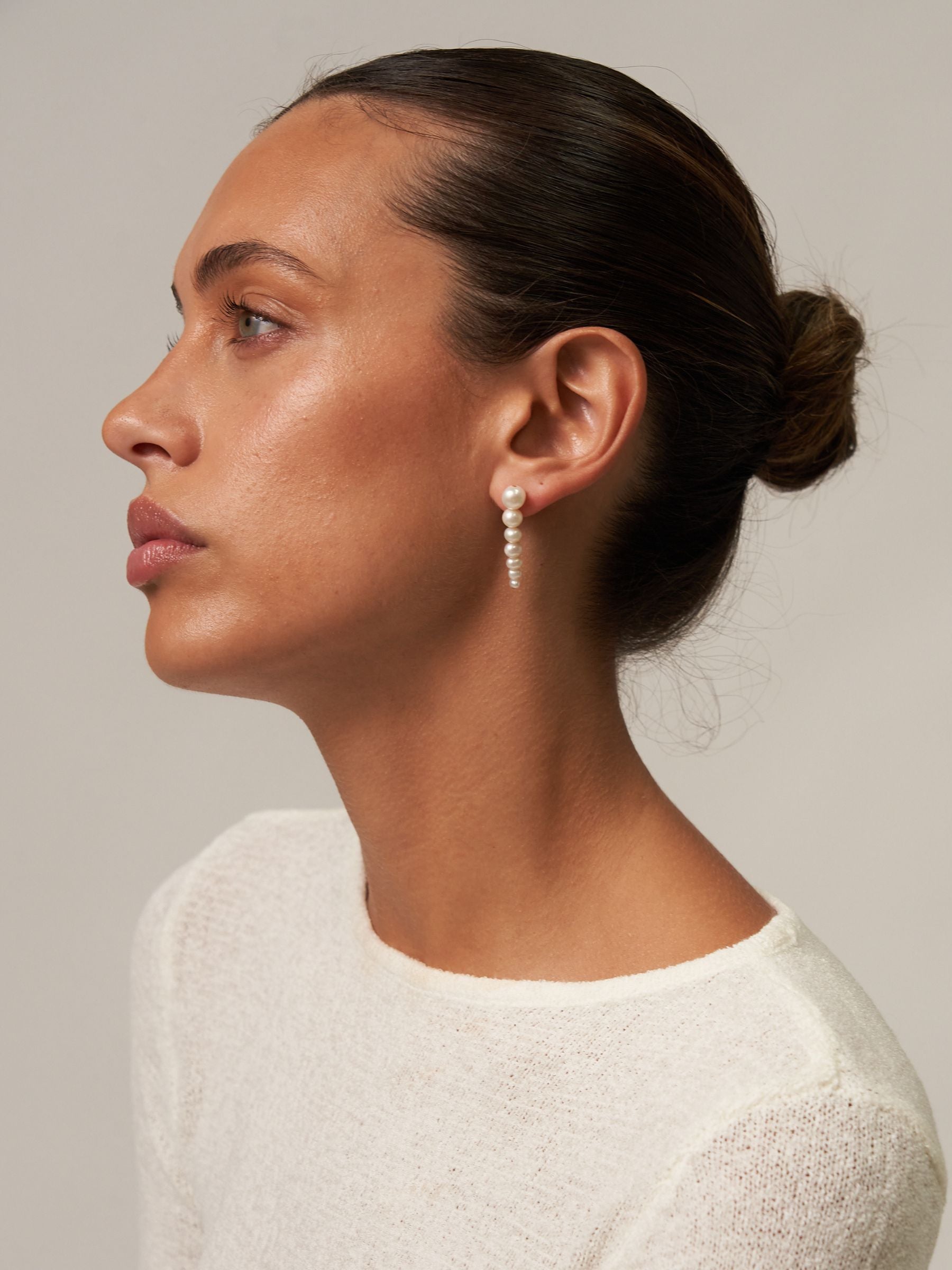 Seven White Pearl Drop Earrings