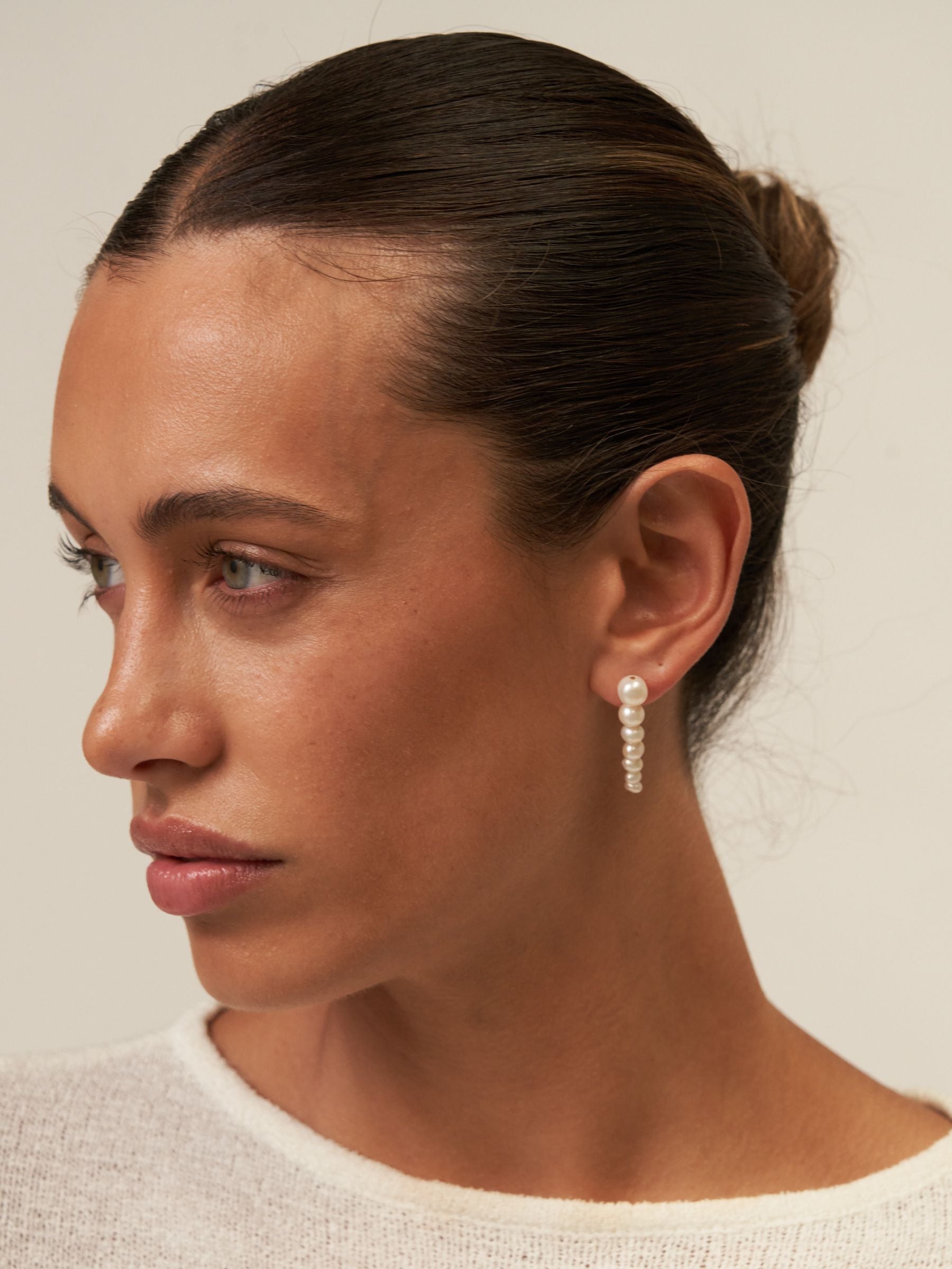 Seven White Pearl Drop Earrings