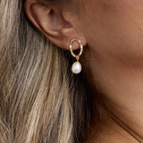 Maddi | Gold Oval Pearl Earrings