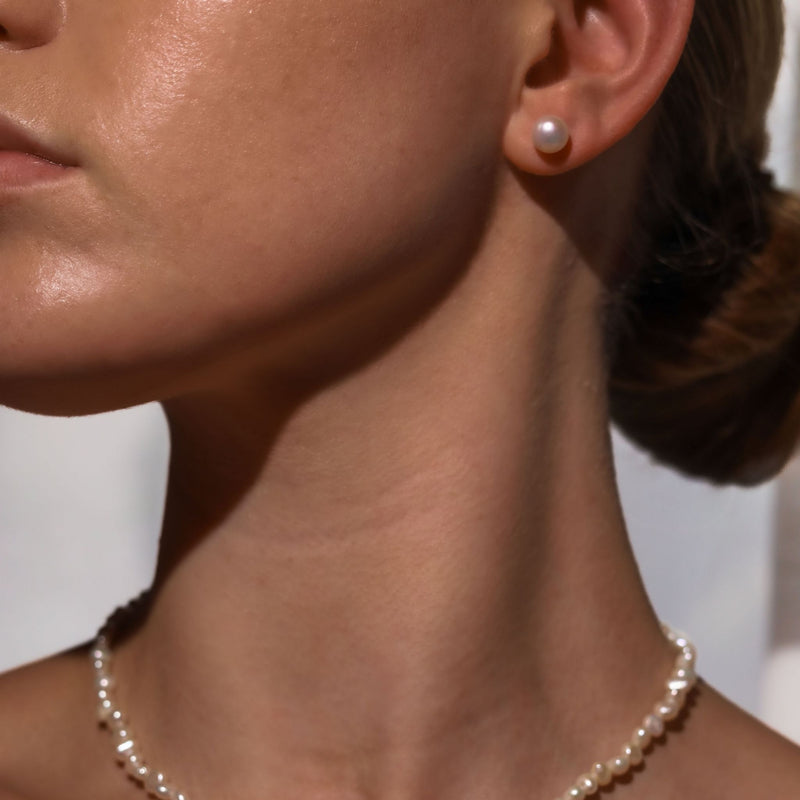 Pearl stud Earrings and Necklace