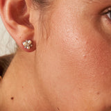Three Pearl Stud Earrings
