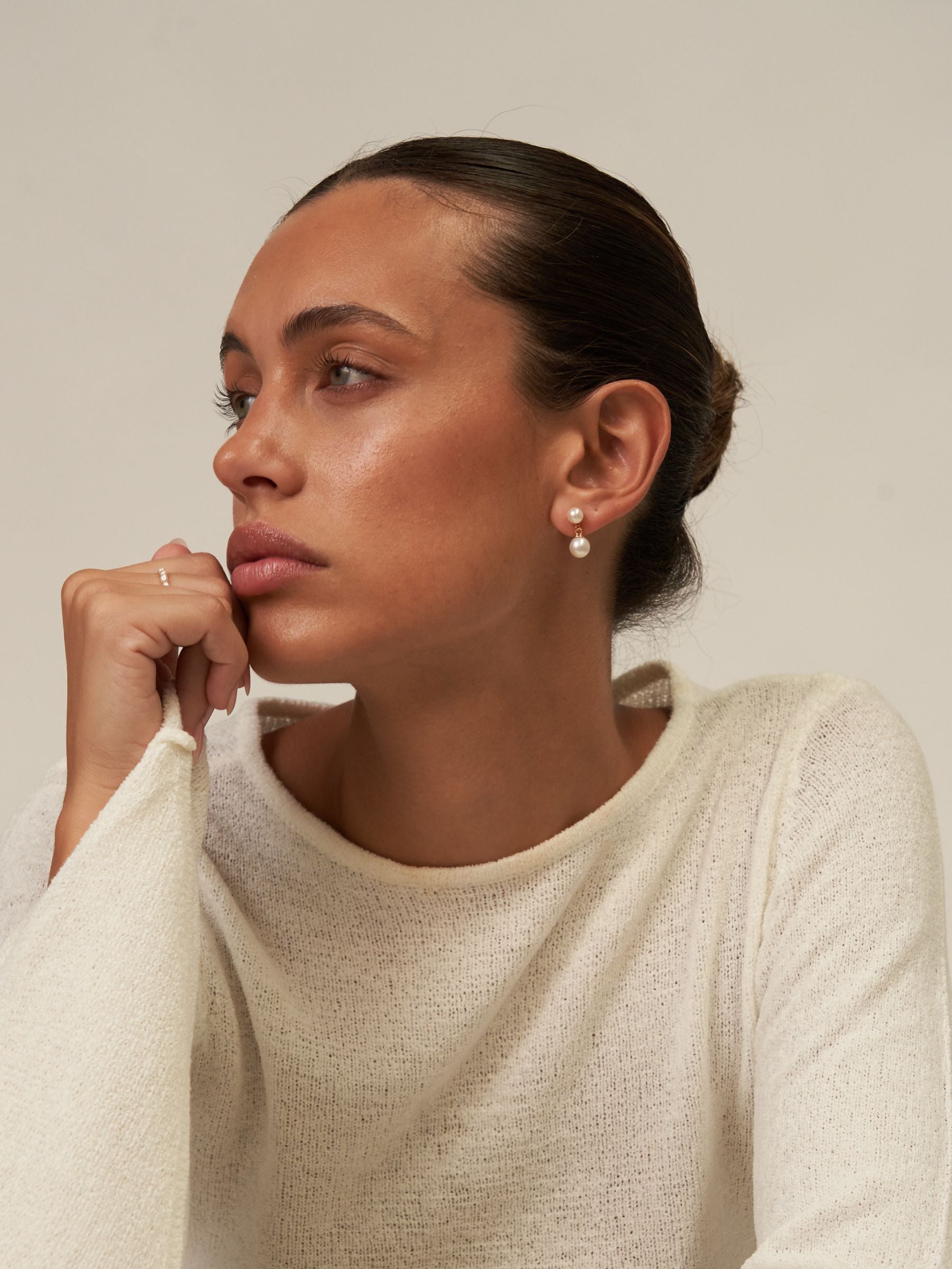 Two Pearl Drop Earrings