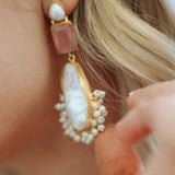Pink Glass Large Pearl Drop earrings