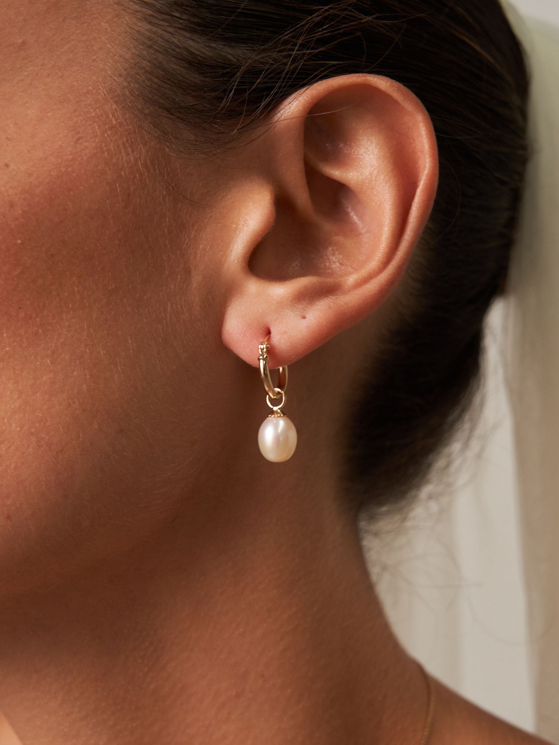 Small Pearl Hoop Earrings