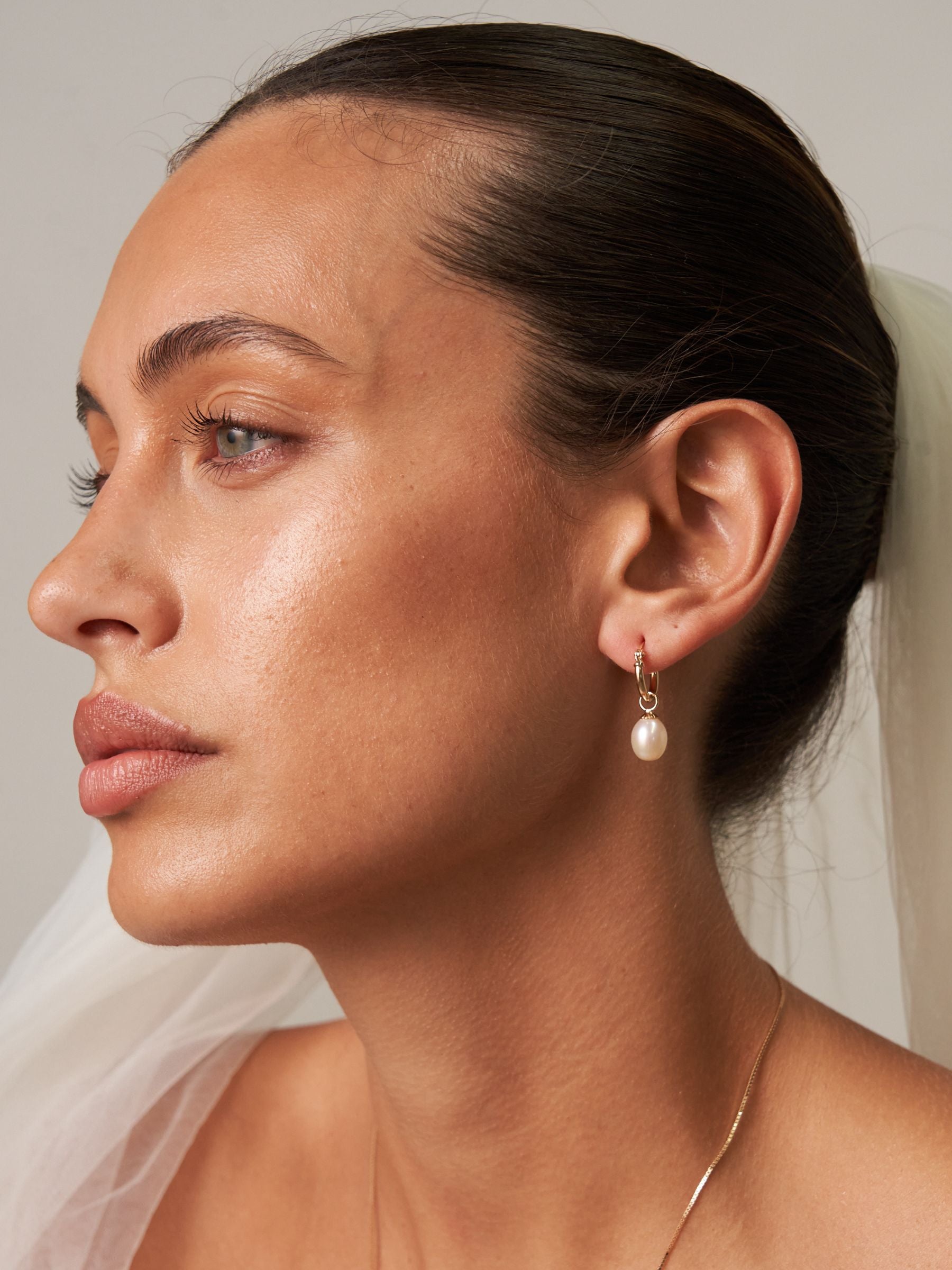 Small Pearl Hoop Earrings