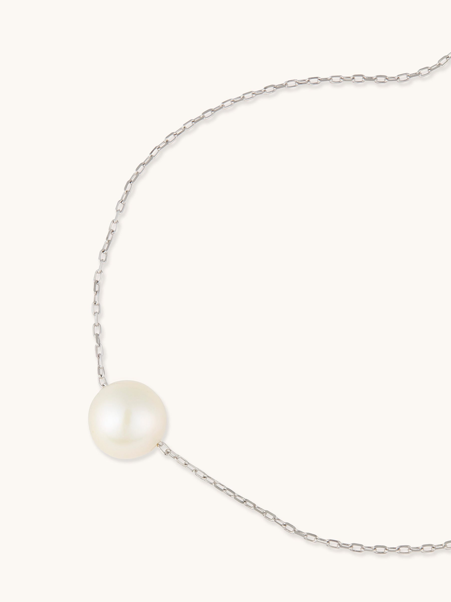 Single Pearl Silver Adjustable Bracelet