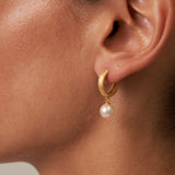 Round Frosted Pearl Hoop Earrings