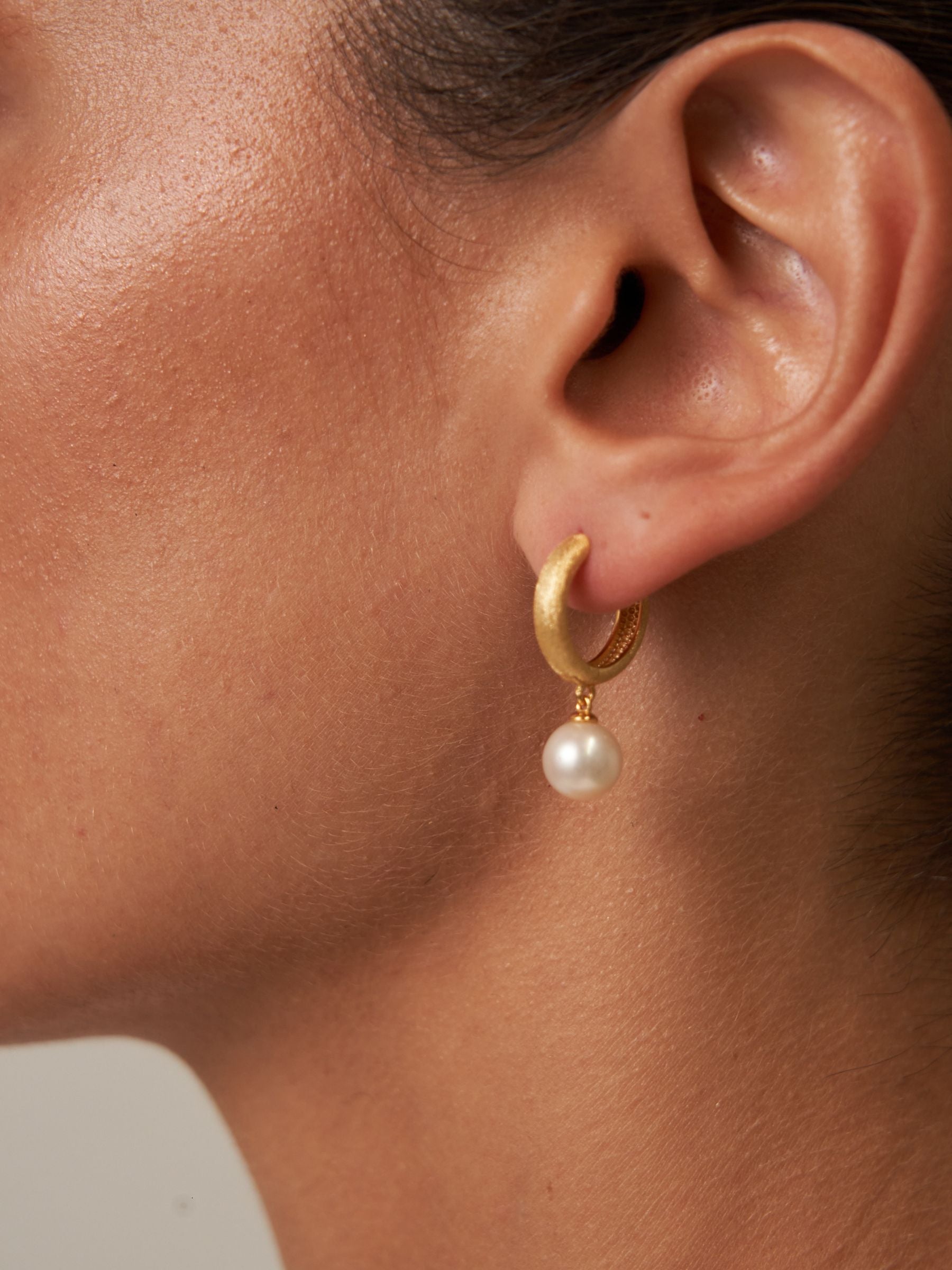 Round Frosted Pearl Hoop Earrings