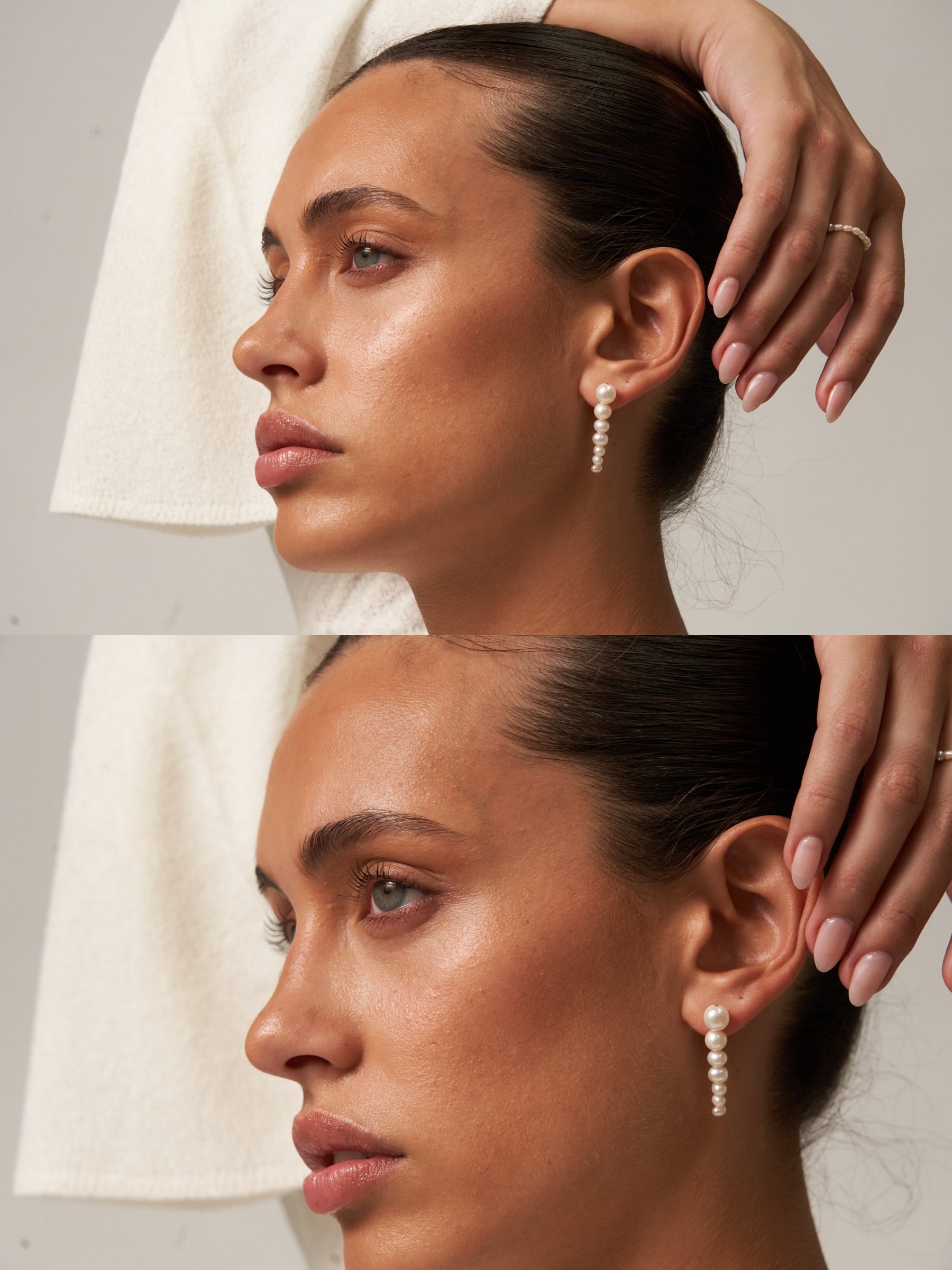Seven White Pearl Drop Earrings