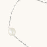 Single Pearl Silver Adjustable Bracelet