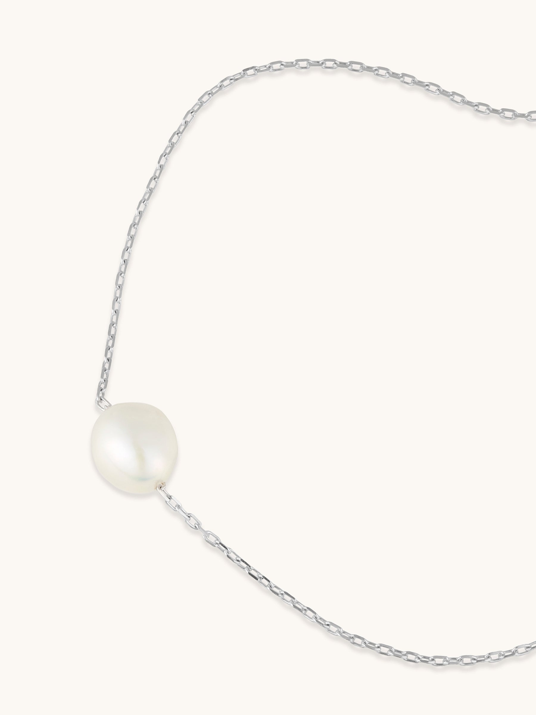 Single Pearl Silver Adjustable Bracelet