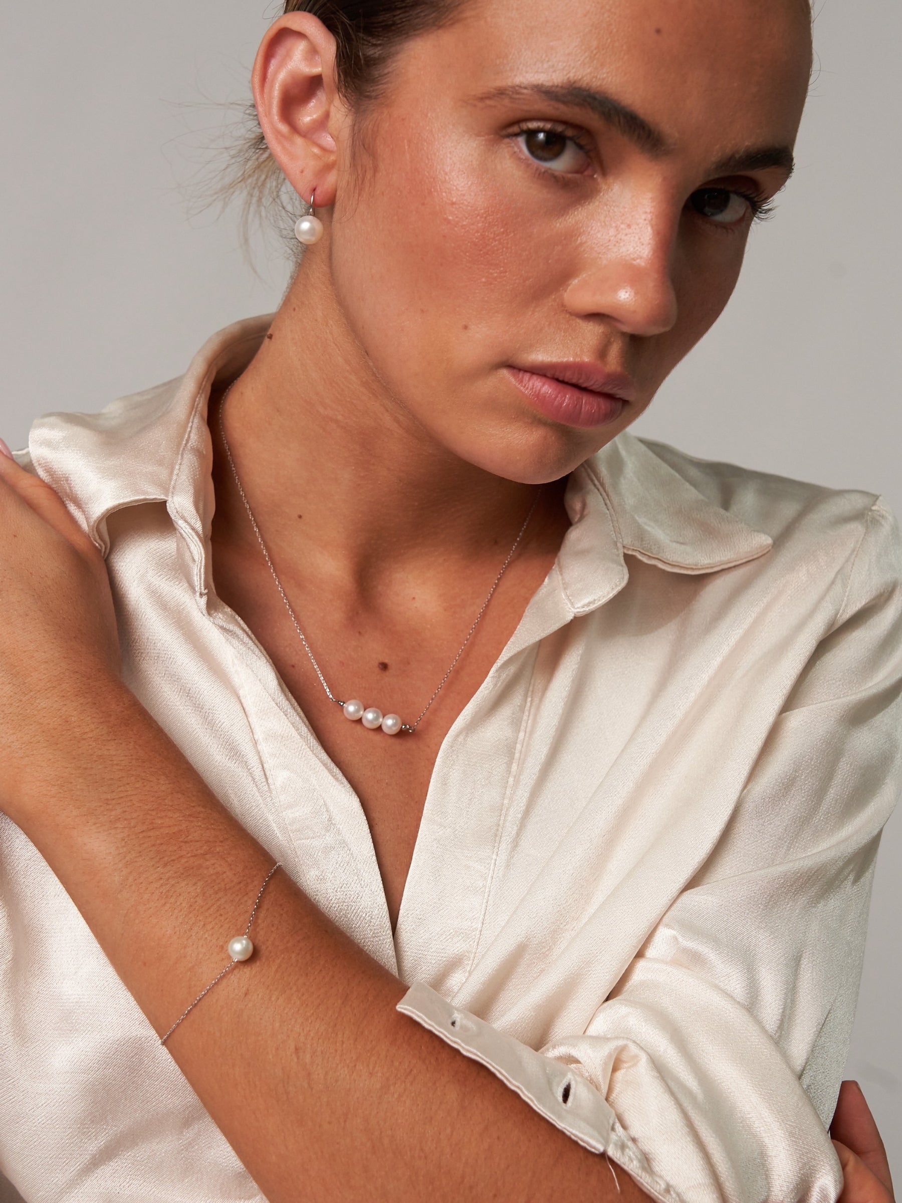 Single Pearl Silver Adjustable Bracelet