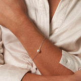 Single Pearl Silver Adjustable Bracelet